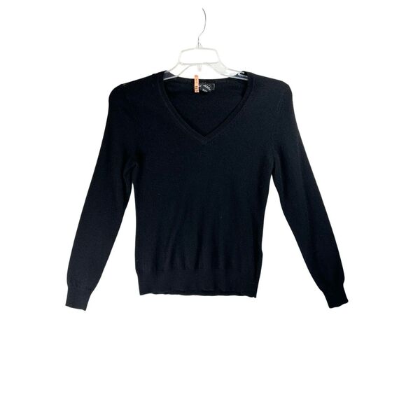 Lord & Taylor 100% Cashmere V-Neck Sweater Black Women’s M | Classic Soft Luxe K - Picture 1 of 12